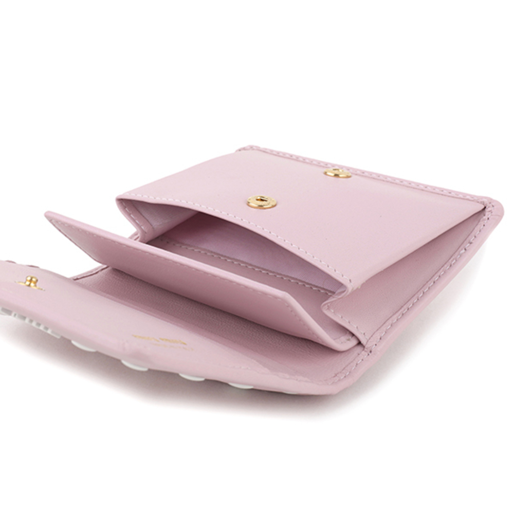 Miu Miu Bifold Wallet Dot Studs Pink White - image 6
